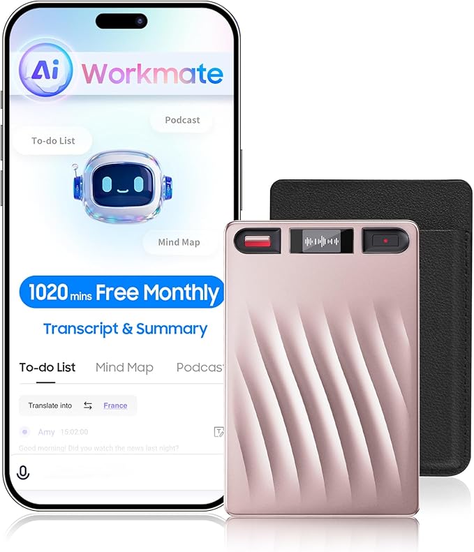 AI Voice Recorder, Professional Voice Activated Recorder with AI Transcription & Summarize, 64GB Storage, 30H Battery, Noise Cancellation and AI Note Taker for Meetings and Interviews & calls