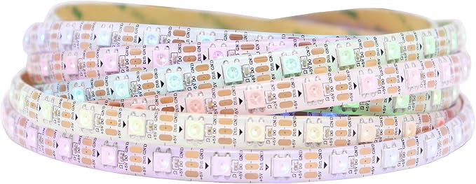 WS2812B IC RGB 5050SMD ECO Individual Addressable LED Strip Light, 16.4FT 300LED 60LED/m Flexible Full Color IP65 Waterproof DC5V White PCB for DIY Project (No Power Adapter or Controller)
