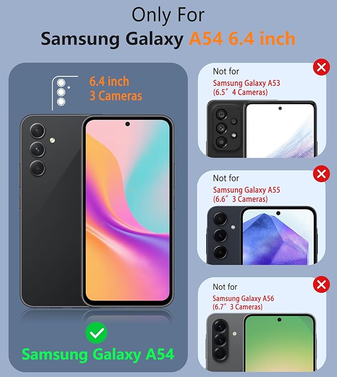 FNTCASE for Galaxy A54-5G Phone Case: Samsung A54 5G Military Grade Drop Protection, 14ft Drop Tested, Screen Protector Included, Anti-Slip Textured, TPU+PC Dual Layer Shockproof Cover (Light Purple)