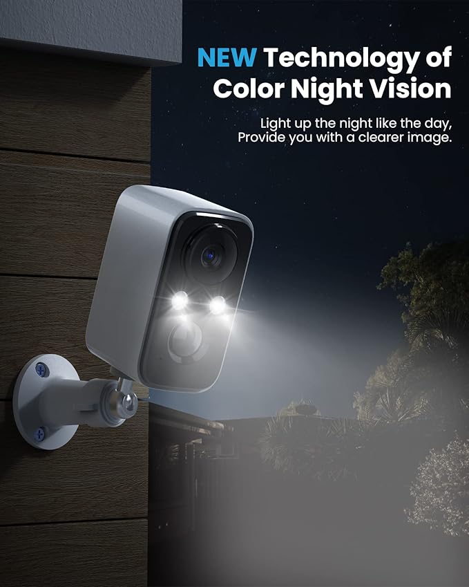 Solar Panel Security Cameras Wireless Outdoor - Battery Powered Cameras for Home Security WiFi Camera Surveillance Indoor System Floodlight Night Vison Alarm Motion Sensor Light Door Cam