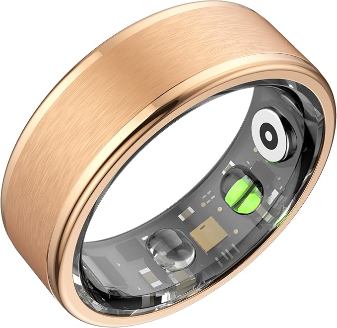 Smart Ring for Women Men,Fitness Ring with 24/7 Activity Tracking,Stress,Sleep Monitoring,No APP Subscription Fees,Compatible with iOS & Android, HarmonyOS Rose Gold, 9#