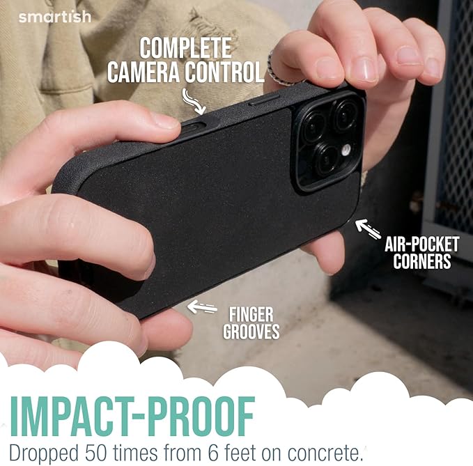 Smartish® iPhone 16 Pro Magnetic Case - Gripmunk Compatible with MagSafe [Lightweight + Protective] Slim & Thin Grip Cover with Microfiber Lining for Apple iPhone 16 Pro - Custom Prints