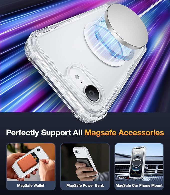 Diaclara Magnetic Designed for iPhone 16e/17e Case, Full Body Rugged Case with Built-in Touch Sensitive Anti-Scratch Screen Protector, Soft TPU Bumper Sleeves Case for iPhone 16e 17 e 6.1" (Clear)