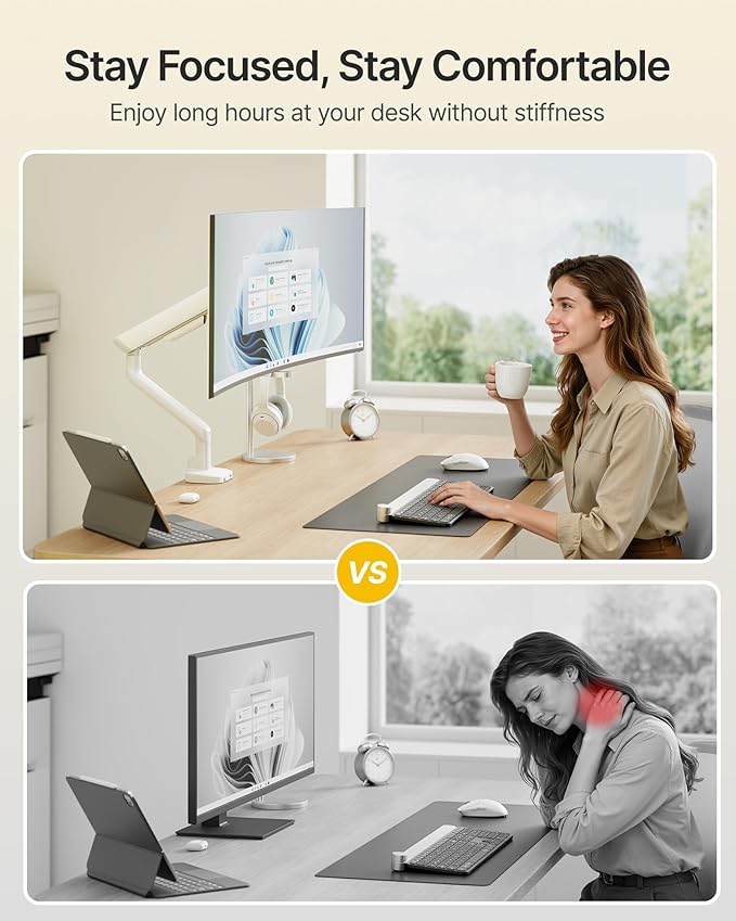 monTEK Single Monitor Arm with USB, Mechanical Spring Monitor Arm for 17-40" Screens, Adjustable Monitor Desk Mount Holds up to 26.4 lbs with C Clamp/Grommet Desk Mount, VESA 75/100mm