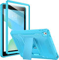 Soke Case for iPad 6th/5th Generation 9.7 Inch 2018/2017,with Built-in Screen Protector and Kickstand, Rugged Full-Body Heavy Duty Protective Cover for Apple iPad Air 2 /Pro 9.7 - Cyan Blue