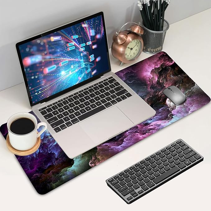 Extra Large Gaming Mouse Pad 31.5"x15.7"｜ Cosmic Colors-Themed XXL Keyboard Pad, Mouse Mat, Desk Pad, Non-Slip Rubber Base & Stitched Edges - Extended Mousepad for PC/Laptop/Office/Home Decor