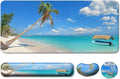 Keyboard Wrist Rest + Mouse Pad with Wrist Support + Desk Mat + Coaster 4 in 1 Set, XXL Large Gaming Mousepad Cute Ergonomic Mouse Pads for Desk Computer Laptop Office Decor-Blue Sea