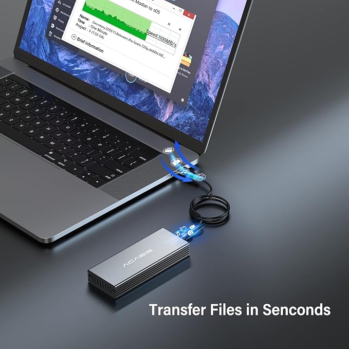 ACASIS USB C 3.0 SSD Enclosure for Narrow Apple Flash SSDs MacBook Air from 2010 to 2011 Portable Storage Enclosure Compatible with M.2 Nvme SSD with Adapter