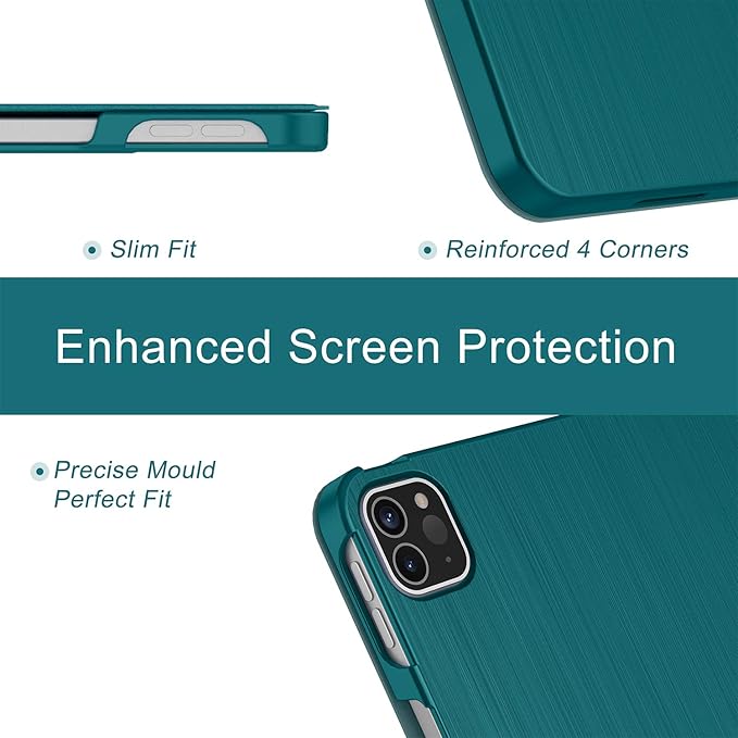 Soke Case for iPad Air 13 Inch (M3/M2) 2025/2024,iPad Pro 12.9 2022 2021(6th 5th Generation) - [Slim Trifold Stand + Auto Wake/Sleep],Protective Hard PC Back Cover (Teal)
