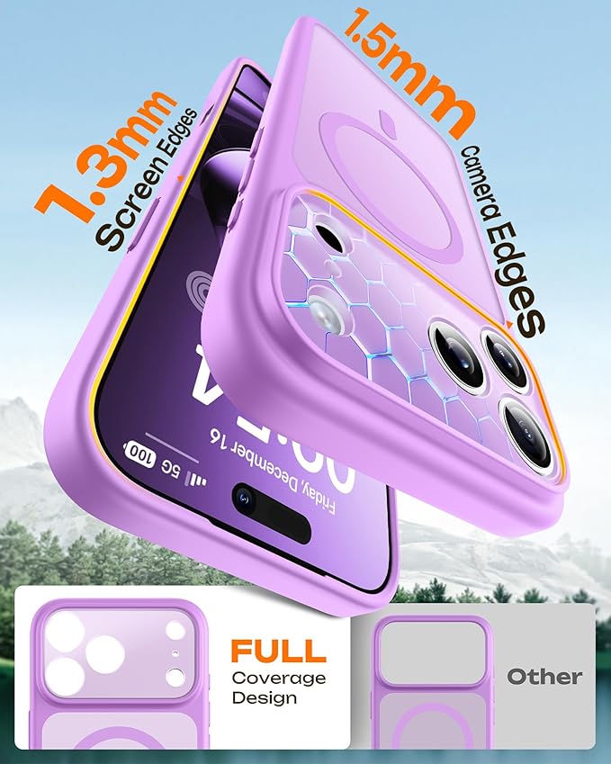 TOCOL for iPhone 17 Pro Max Case, Compatible with Magsafe Charger, Full Camera Protection, Translucent Matte for iPhone 17 Pro Max Phone Case 6.9 inch (Light Purple)