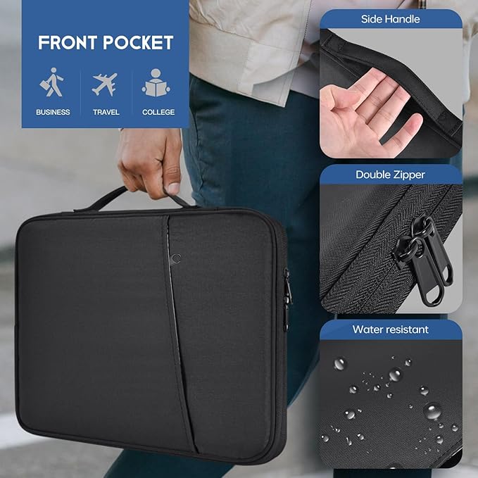 9-11 inch iPad Sleeve Case, Padded Travel Carrying Bag for 11-inch iPad Pro M5 M4 & iPad Air M2 M3 M4(2026) w/Magic Keyboard,11-in A16 Shockproof Handle Bag Cover Accessory Pocket -Black