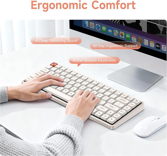 IQUNIX Magi75 Low Profile Wireless Mechanical Keyboard 75% Layout, Hot-Swappable Creamy Linear, RGB Backlit, Full Aluminum, VIA Customizable for Mac/Windows/Linux(White)