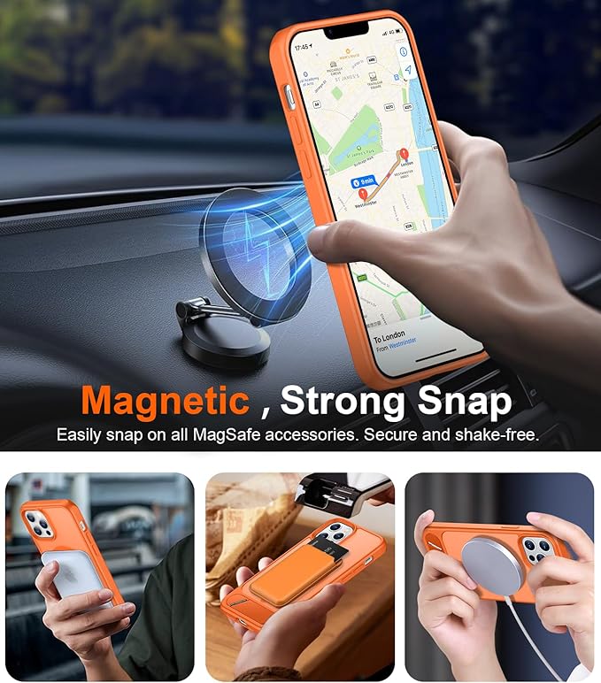 Magnetic Compatible with iPhone 12 Case & iPhone 12 Pro Case, [Built-in Invisible Kickstand][Compatible with MagSafe][Military Grade Shockproof] Slim Translucent Matte Phone Case 6.1"