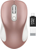 Trueque Wireless Mouse for Laptop, 2.4GHz Ergonomic Computer Mouse with Back & Forward Buttons, 3 Adjustable DPI Levels, 6 Buttons, Optical USB Cordless Mice for Windows PC, M01 (Rose Gold)