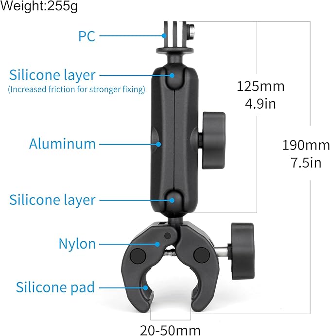 SOONSUN Super Clamp Mount with Dual 360° Ball Heads & Phone Holder, Heavy-Duty Camera Clamp Mount for GoPro Hero 13 12 11 10 9, Insta360, DJI Osmo, DSLR, Smartphones & Action Cameras