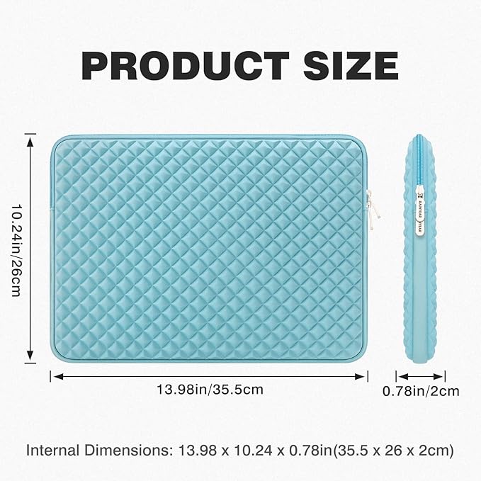 RAINYEAR 15 Inch Laptop Sleeve Diamond Foam Shock Resistant Padded Case Fluffy Lining Cover Carrying Bag Compatible with 15.4" MacBook Pro/Air, Surface Laptop 3/4 15", New XPS 15 Touch (Blue)