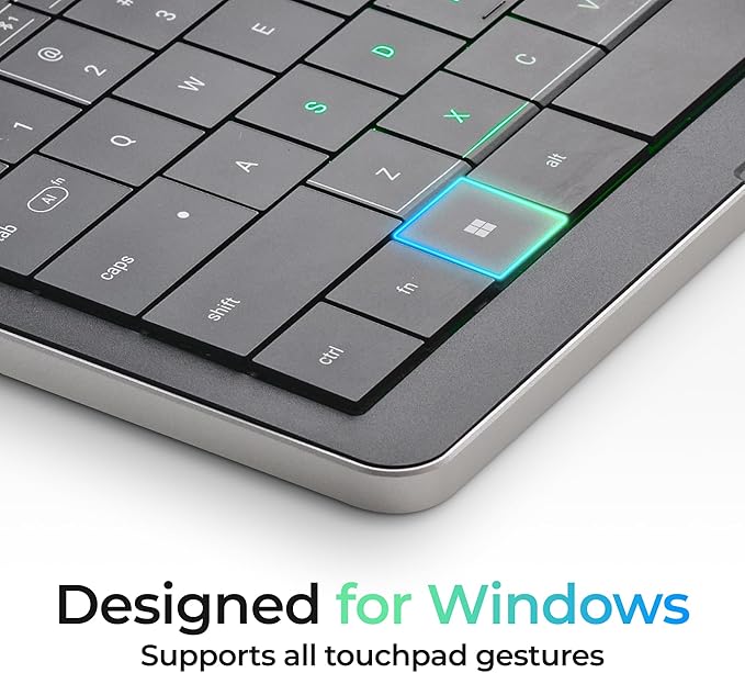 CLVX S Windows | Compact Touch On Keys & Gestures AI Keyboard | Bluetooth & USB-C | Low-Profile Silent Scissor Keys | Interactive RGB | Aluminum Chassis | Compatible with Windows/Linux/Android