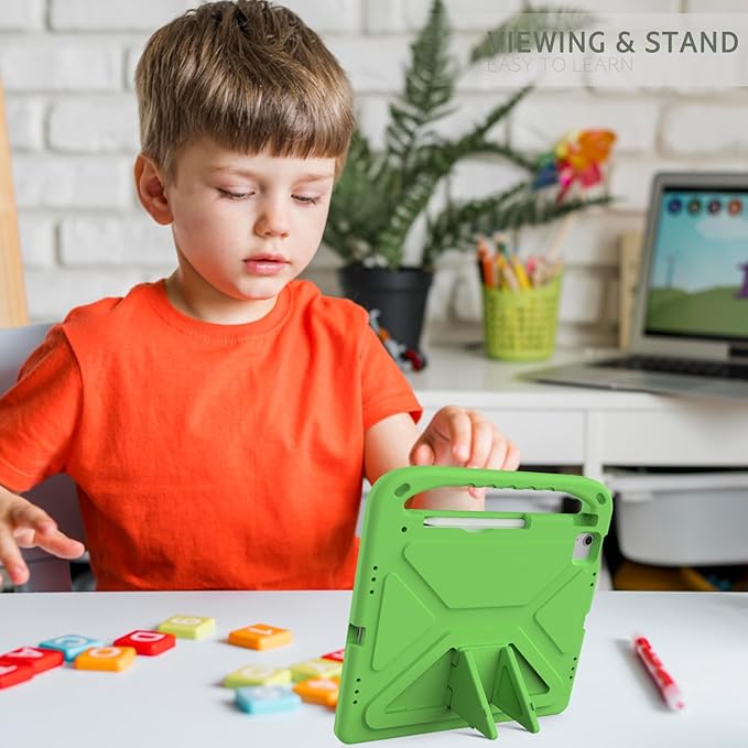 ATOOZ Kids Case for iPad air 13 inch 2024 2025 2026 (M2 M3 M4) / iPad Pro 13 inch (M4 M5), Cover with Shockproof Handle Stand for iPad Pro 13 7th /8th Gen 13" Tablet (Green)