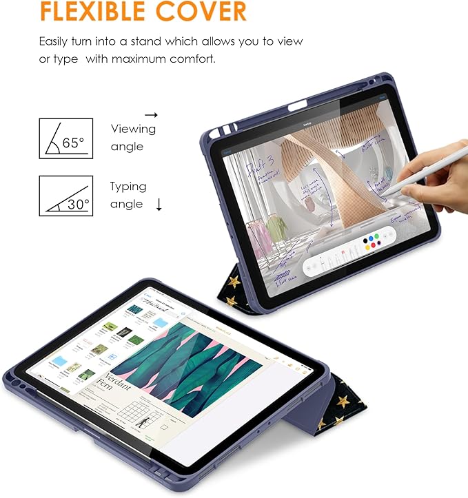 DTTO for iPad Pro 11 inch 4th/3rd/2nd/1st Generation 2022/2021/2020/2018 Case, Smart Slim Trifold Stand Soft TPU Back Cover with Built-in Pencil Holder, Also Fit iPad Air 5/4,US Flag