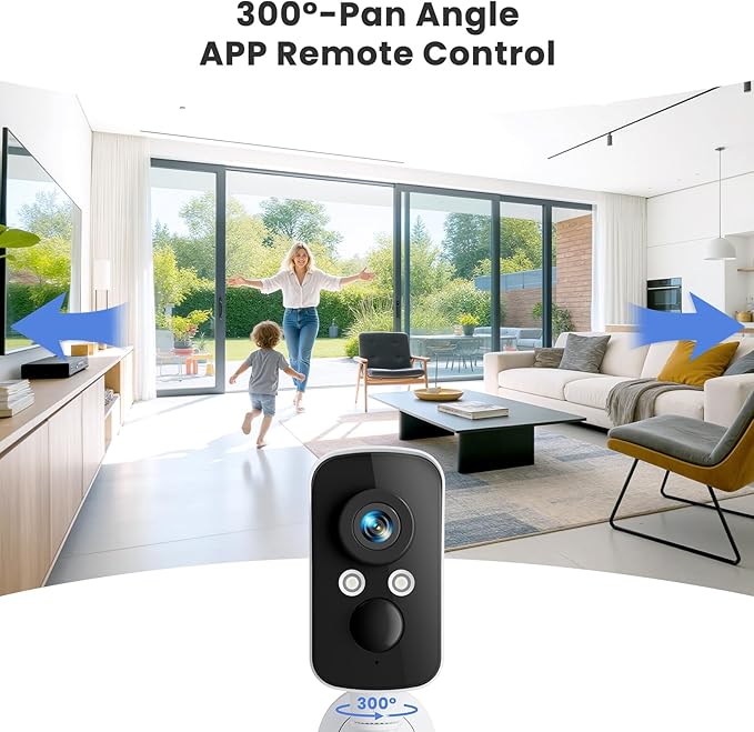 Security Camera Wireless Outdoor, 2.4G WiFi, Battery & Solar Powered, Magnetic, Free Human Detection, Free 7-Day Cloud/SD, Night Vision, Siren, 2-Way Talk, 2K, IP65