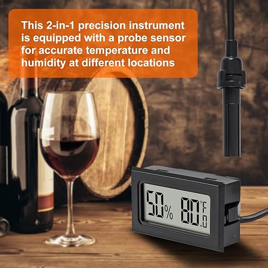 6Pcs Mini Digital Thermometer Hygrometer Gauge with Probe Sensor LCD Display Meter Indoor Temperature Humidity Fahrenheit Meter for Incubator Reptile Plant Tank Garden ℉