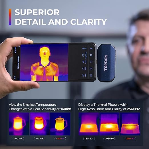 TOPDON TC001 Thermal Camera for Android, Super IR 512x384 High Resolution, Thermal Imaging Camera, Thermal Imager - Optimized Temperature Accuracy, Works for Smartphones and Tablets & PC(not for iOS)