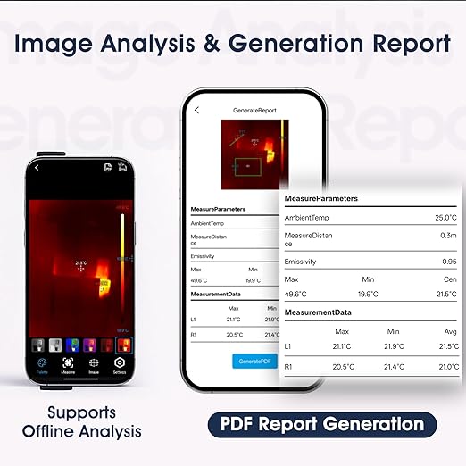 Wireless Thermal Imaging Camera for Android/iOS, AIOMEST Thermal Leak Detector 256x192 IR Resolution, Offline Analysis & Reports, Temperature Heat -4°F to 1022°F, Infrared Camera for HVAC Inspection