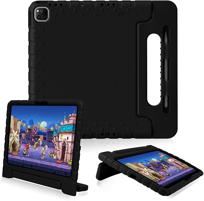for iPad Pro 13 inch Case 2024 with Pencil Holder and Anti-Slip Hand Stand, Super Protection Rugged EVA Shockproof Kids Cover Compatible with iPad Pro 13-inch (M4)-Black