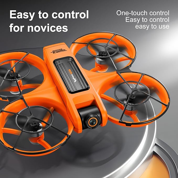 RC Drone with HD Dual Camera & Night LED, Brushless Motor Optical Flow Positioning Headless Mode S156 Mini Quadcopter, Beginner-Friendly FPV Photography Drones with 2 Batteries for Adults (Orange)