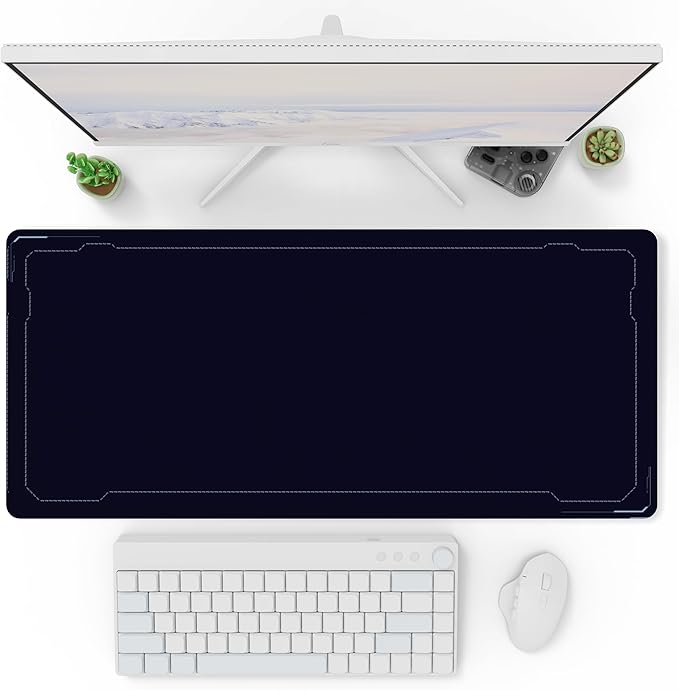 Pixio Mouse Pads - 36 x 16 inch XXL Light Border Dark Blue Multifunctional Large Desk Mats for Gaming, Office, Desktop Anti-Slip Waterproof Washable Computer Mouse Mat
