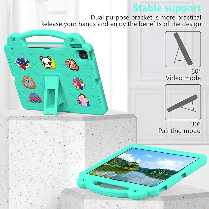 AKABEILA Compatible with Huawei MediaPad M3 Lite S 8.0/Samsung Tab A 8.0 2019 T290/T295/Tab A7 Lite 8.7 T220/T225 2021 Tablet Case, Kids Case with Shoulder Strap & Stand Handle Mint Green