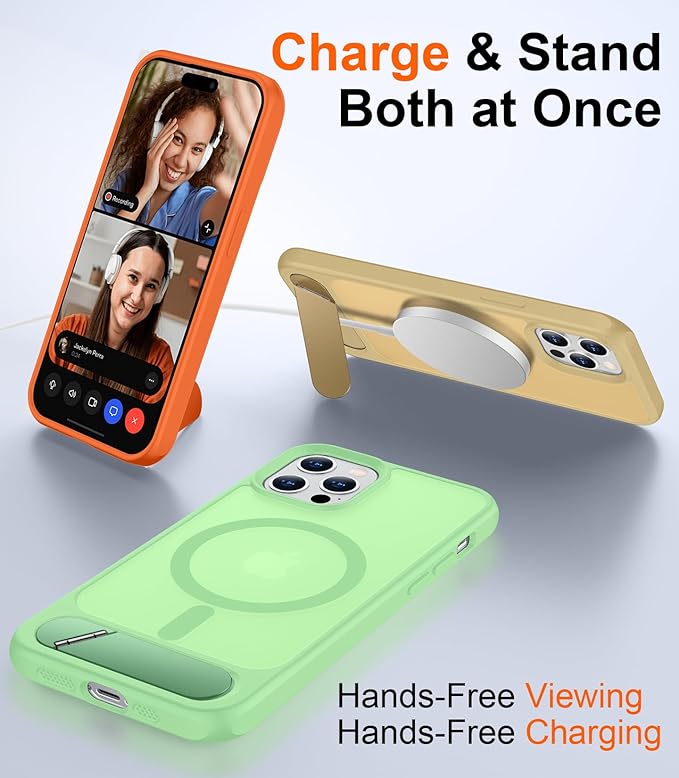 Magnetic Compatible with iPhone 12 Case & iPhone 12 Pro Case, [Built-in Invisible Kickstand][Compatible with MagSafe][Military Grade Shockproof] Slim Translucent Matte Phone Case 6.1"