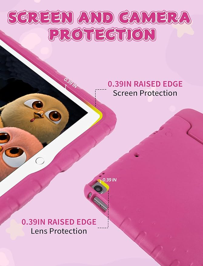 Kids Case for iPad Pro 12.9 2017(2nd Gen)/2015(1st Gen) with Pencil Holder and Handle Stand, EVA Rugged Cover Compatible with iPad Pro 12.9-inch for Child Boys Girls Toddlers(Rose Red)