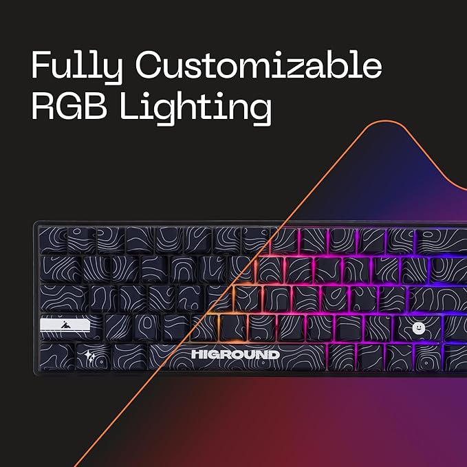 Higround Trailhead 65% Mechanical USB Wired Gaming Keyboard, TTC Linear Custom Switches, Programable RGB, Hot-Swappable, Deep Thock Creamy Sounding PC Keyboard, Pre-lubed (BLACKICE)