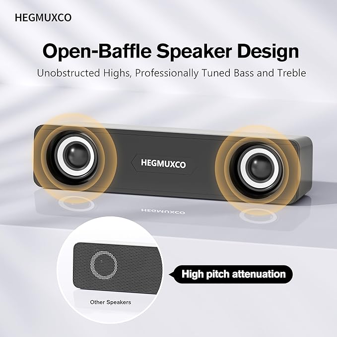 10W Wired Stereo Speaker Compact PC Speakers for Desktop -, USB Powered, 3.5mm Audio Input, Laptop Expertly Tuned Computer Soundbar