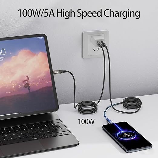 Long USB C Data Cable 15FT, 20Gbps USB 3.2 Gen 2x2 Cord 15 FT Type-C, USBC to C Fast Charging/Data/ Monitor Video Cable(100W, 20Gbps,4K@60Hz) for VR,iPhone 17-15 PM,Sam-sung,MacBook Pro,Camera-4.5M