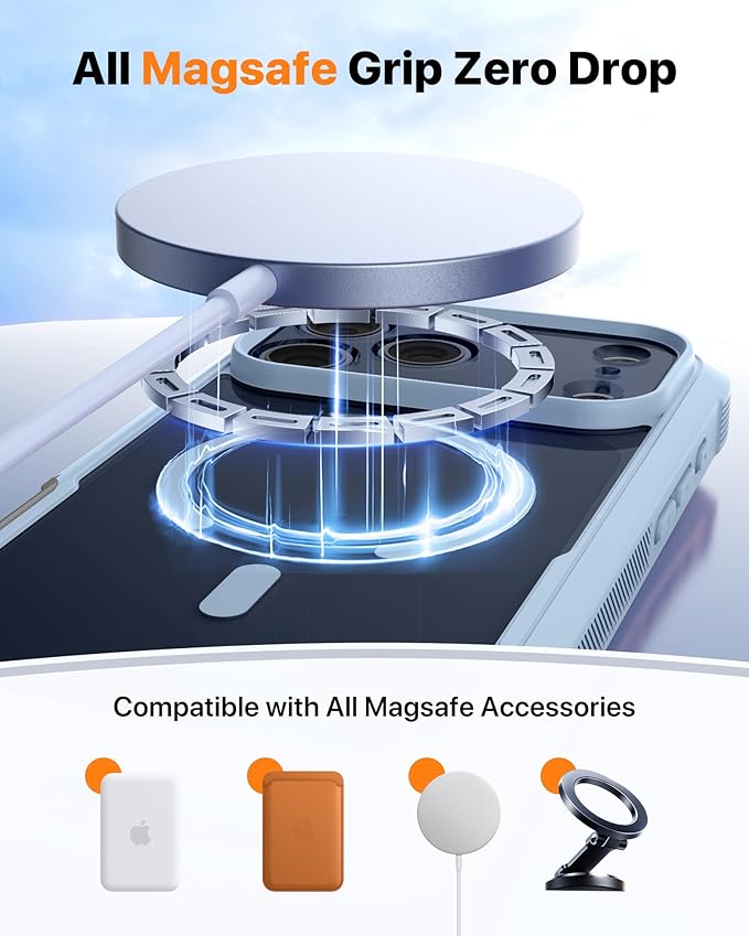 Diaclara Magnetic Designed for iPhone 17 Pro Case 6.3 Inch Full Body Bumper,[Compatible with MagSafe] Military Drop Proof Cover with Built-in Touch Sensitive Anti-Scratch Screen Protector, Blue
