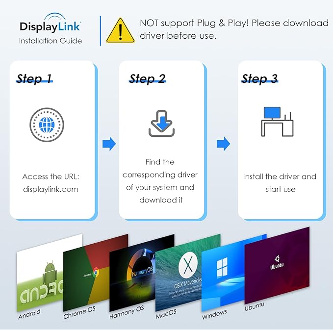 WAVLINK USB 3.0 or USB C to Dual HDMI 4K@60hz Splitter Extended Display for Dual Monitor, Displaylink Adapter Two HDMI 4K 60Hz for Apple Mac M1-M5/Macbook Neo or Windows 10/11,Driver Required