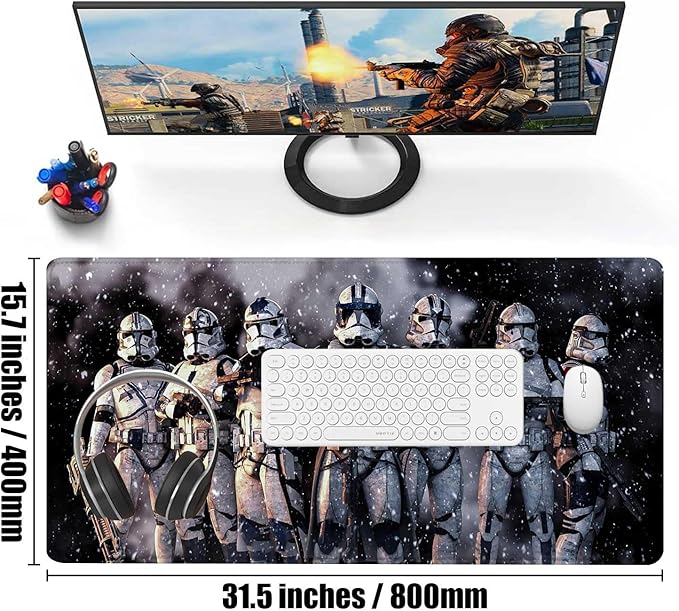 Extra Large Gaming Mouse Pad Design Desk Pad XXL,Mousepad with Non-Slip Rubber Base & Stitched Edges Mouse Mat,Portable Desk Mat for Computer Keyboard Mice Laptop and PC,31.5X15.7 inches