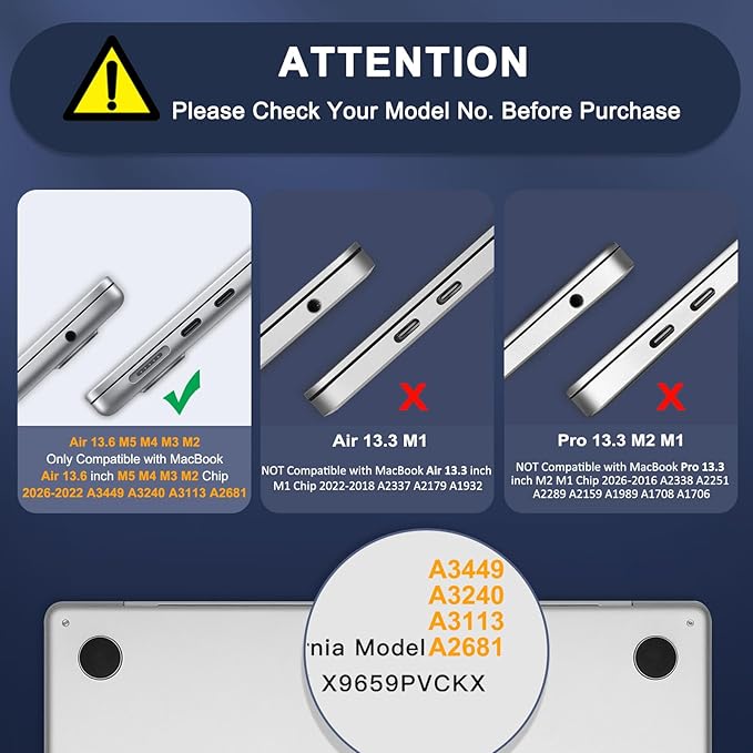 MOSISO Compatible with MacBook Air 13 inch Case M5 2026 M4 2025 M3 M2 2024-2022 A3449 A3240 A3113 A2681, 3 in 1 Kit Ribbons Bows Sparkly Plastic Hard Shell Case for MacBook Air 13.6 inch Case, Black