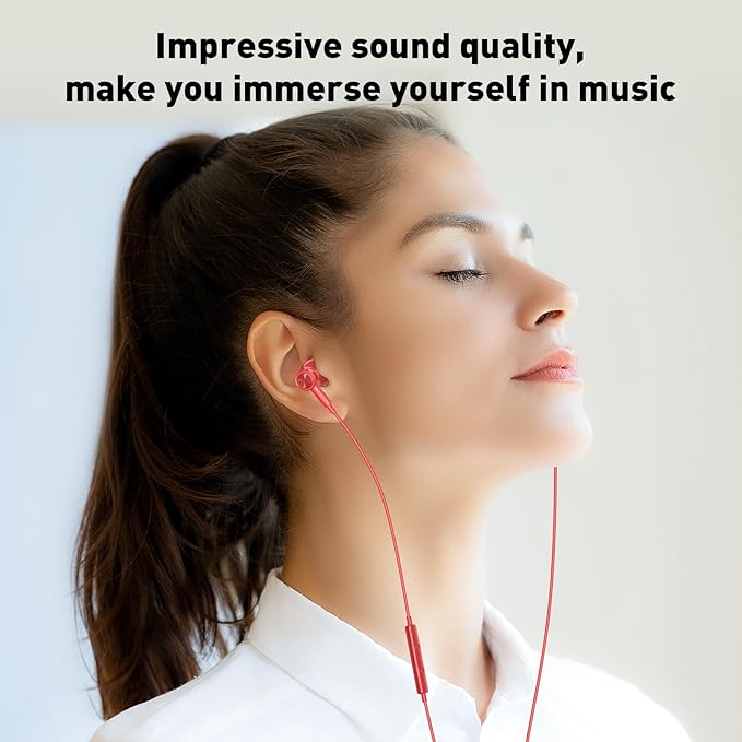 USB C Headphones Wired Type C Earphones for Samsung/Galaxy S26 S25 S24 Plus S23 S22 S21 S20 Ultra Magnetic Corded Earbuds for iPhone 15 Pro Max 16 16e 17 17e Air for Apple/Android Ear Buds Red