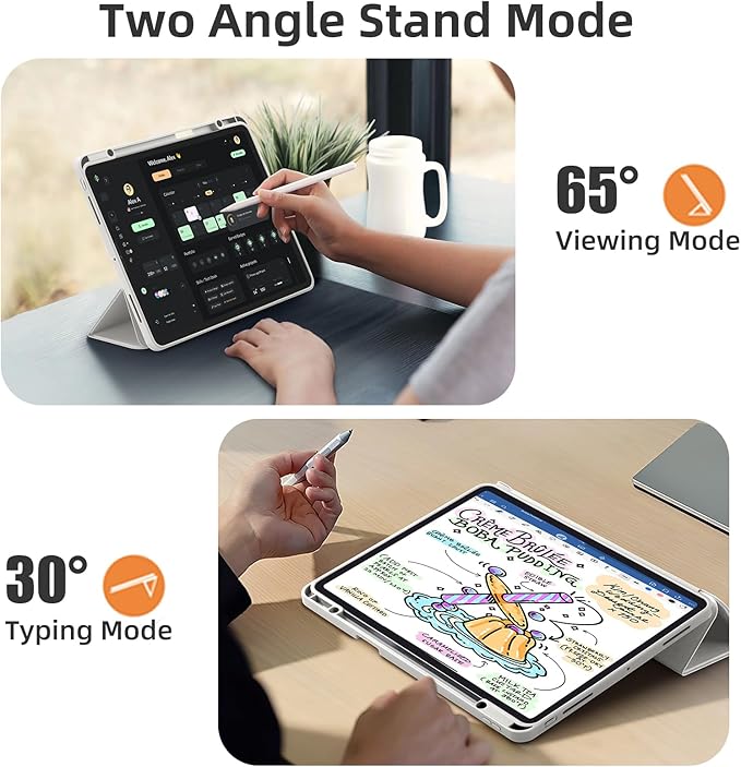 Compatible with iPad Pro 13 Inch Case M5 2025/ M4 2024, Soft TPU Back Cover for iPad 13 Pro Case, with Pencil Pro & (USB-C) Holder, Trifold Stand, Auto Wake/Sleep, Light Gray