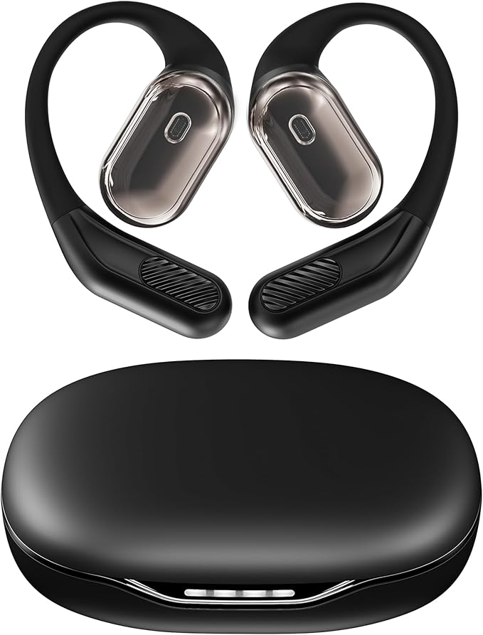 Open-Ear Headphones, Over Ear Earbuds with Ear Hooks, True Wireless Bluetooth Earphones with Microphone, Touch Control, Clear Calls, 60H Playtime, IPX7 Waterproof for Running and Workouts