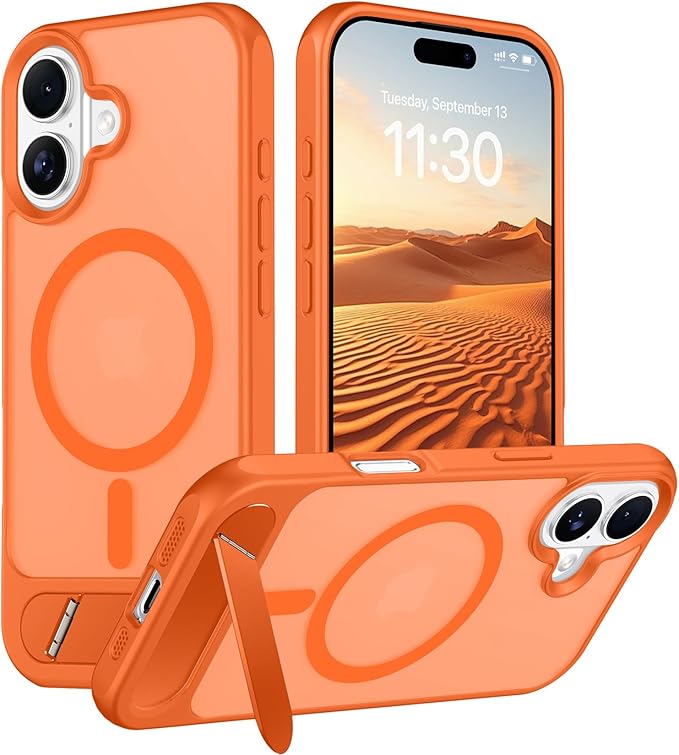Magnetic Compatible with iPhone 16 Case, [Built-in Invisible Kickstand][Compatible with MagSafe][Military Grade Shockproof] Slim Translucent Matte Phone Case for iPhone 16 6.1"