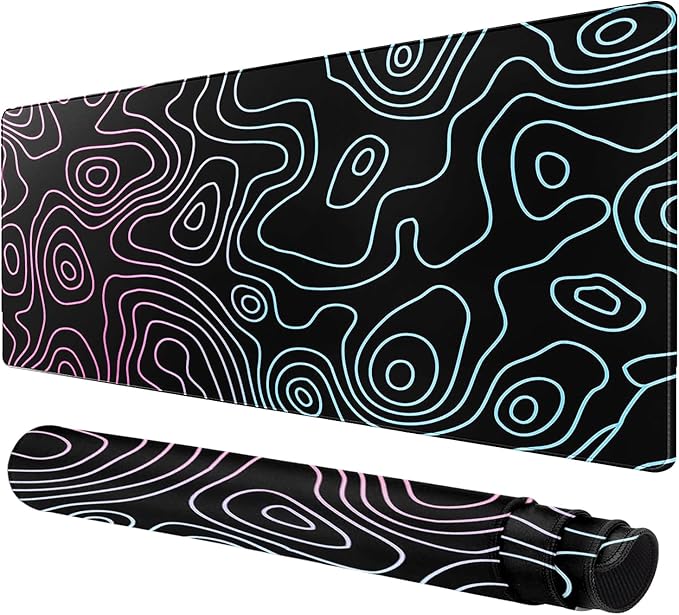 Rcege Large Mouse Pad for Desk - Gaming Mouse Pad with Stitched Edges, Anti-Slip Base for Keyboard and Mouse(Dazzle Black,23.6L x 11.8W inches)