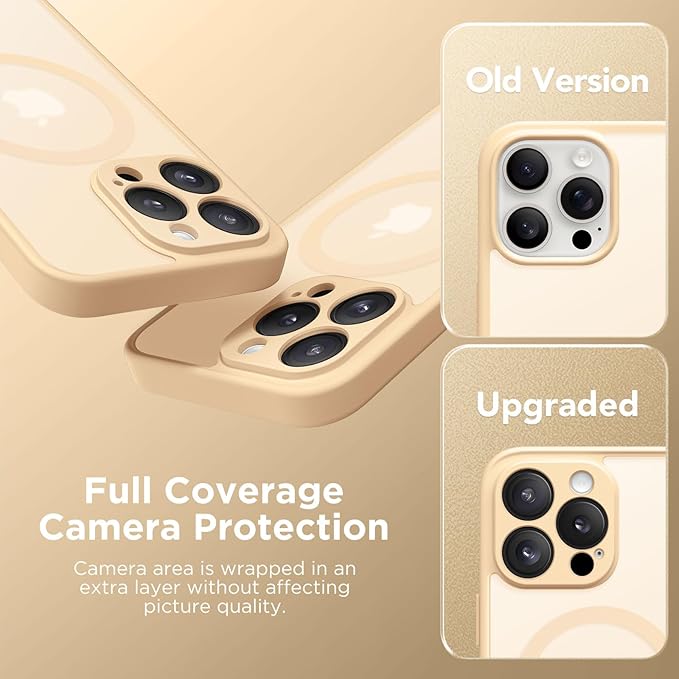 CAPRARO Magnetic Compatible with iPhone 16 Pro Case, Upgraded [Full Camera Protection] [Compatible with MagSafe] Protective Translucent Matte Women Girl Phone Case Cover, Tangerine