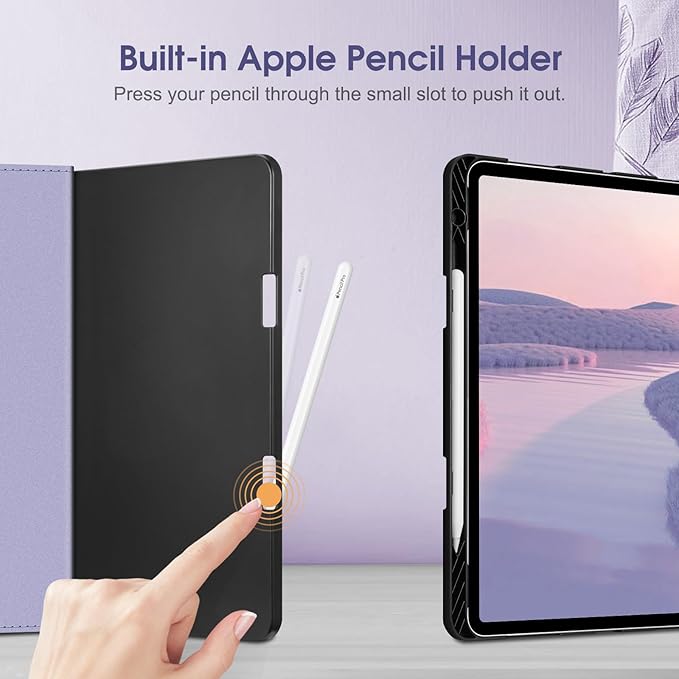 Fintie Folio Case for iPad Air 13-inch M4/M3/M2 (2026/2025/2024), Multi-Angle Viewing Protective Stand Cover with Pencil Holder & Pocket, Auto Sleep/Wake, Lilac Marble