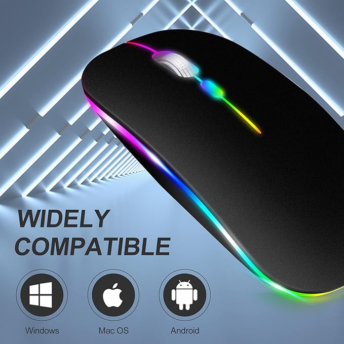 KLO Rechargeable Bluetooth 5.2/3.0/Type-C/USB-2.4G Mouse for MacBook/MacBook air/Pro/iPad, Wireless Mouse for Laptop/Notebook/pc/iPad/Chromebook (Black)