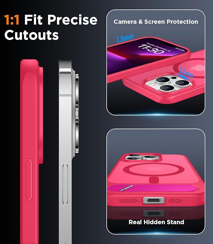 Magnetic Compatible with iPhone 13 Pro Max Case, [Built-in Invisible Kickstand][Compatible with MagSafe][Military Grade Shockproof] Slim Translucent Matte Phone Case for iPhone 13 Pro Max 6.7"