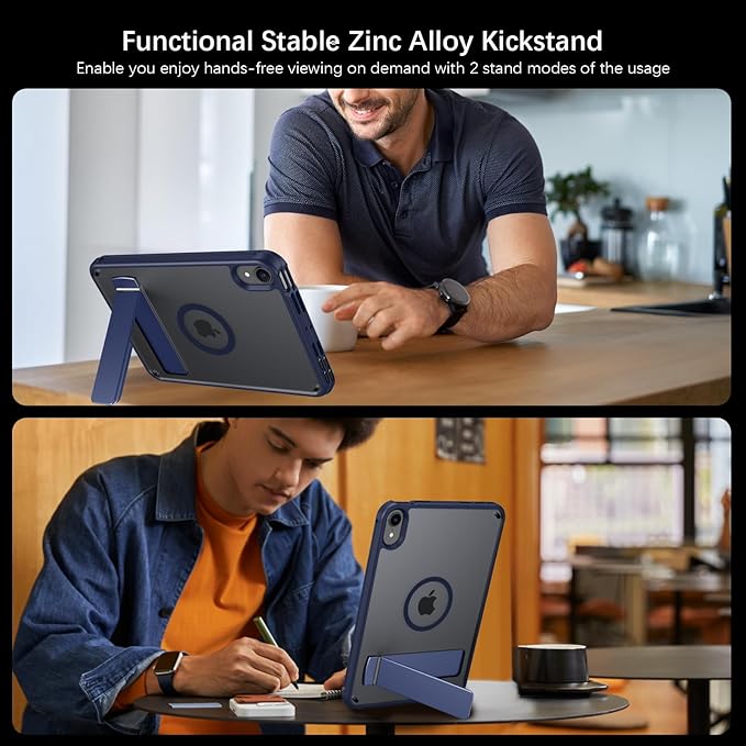 Telaso for iPad mini 7 A17 Pro 2024/iPad Mini 6 2021 Case, iPad mini 7th/6th Gen Magnetic Case with Invisible Portrait/Landscape Stand Translucent Matte Back Soft TPU Bumper Cover, Navy Blue